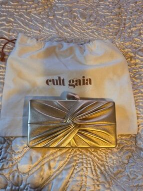 cult gaia Metallic Gold Sculpted Twist Clutch